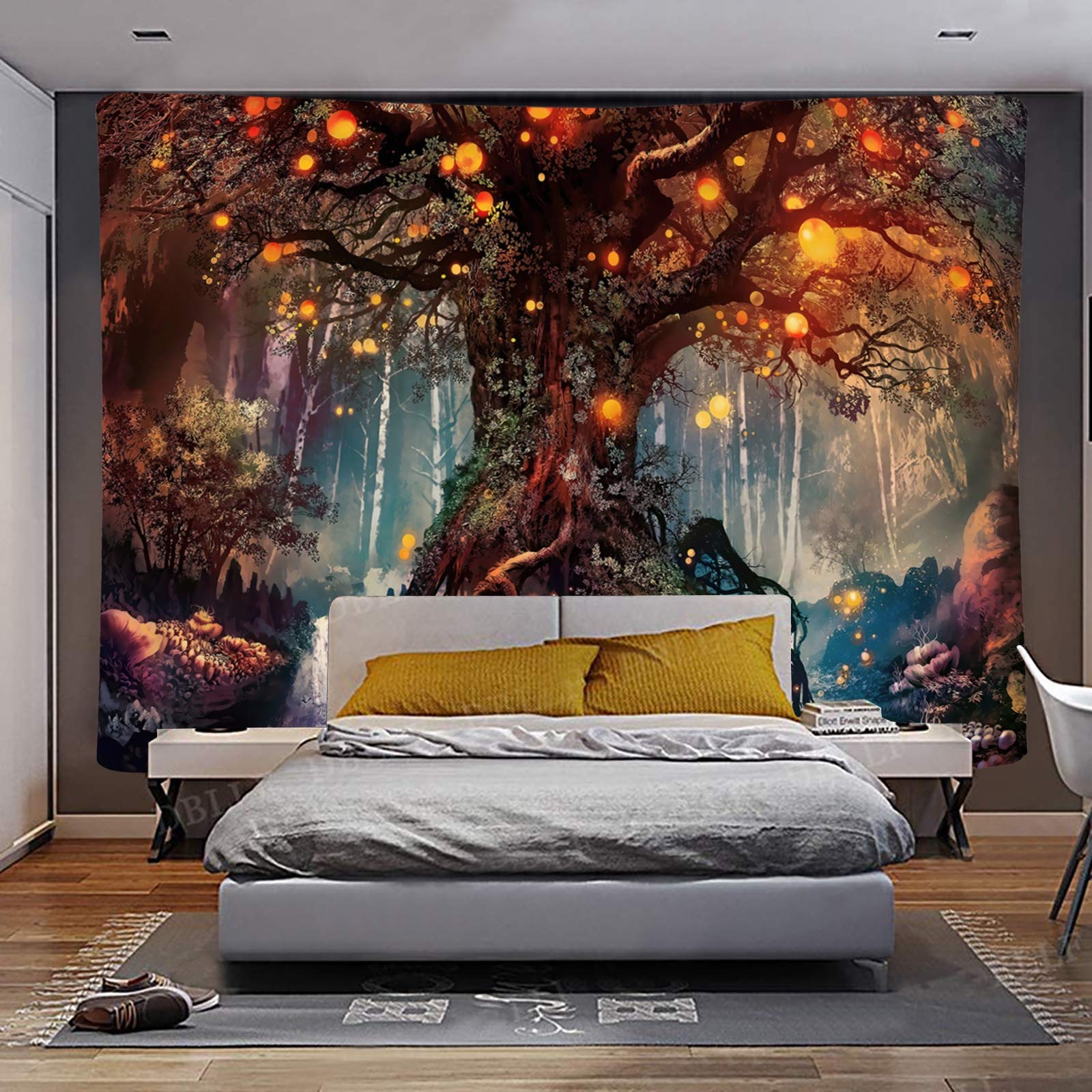 HASTHIP Tree of Life Tapestry, Magical Forest Tapestry Polyester Tapestries Psychedelic Wall Tapestry TV Background Tapestry for Bedroom (50X60 Inches)( Brown) HASTHIP Tree of Life Tapestry, Magical Forest Tapestry Polyester Tapestries Psychedelic Wall Tapestry TV Background Tapestry for Bedroom (50X60 Inches)( Brown)